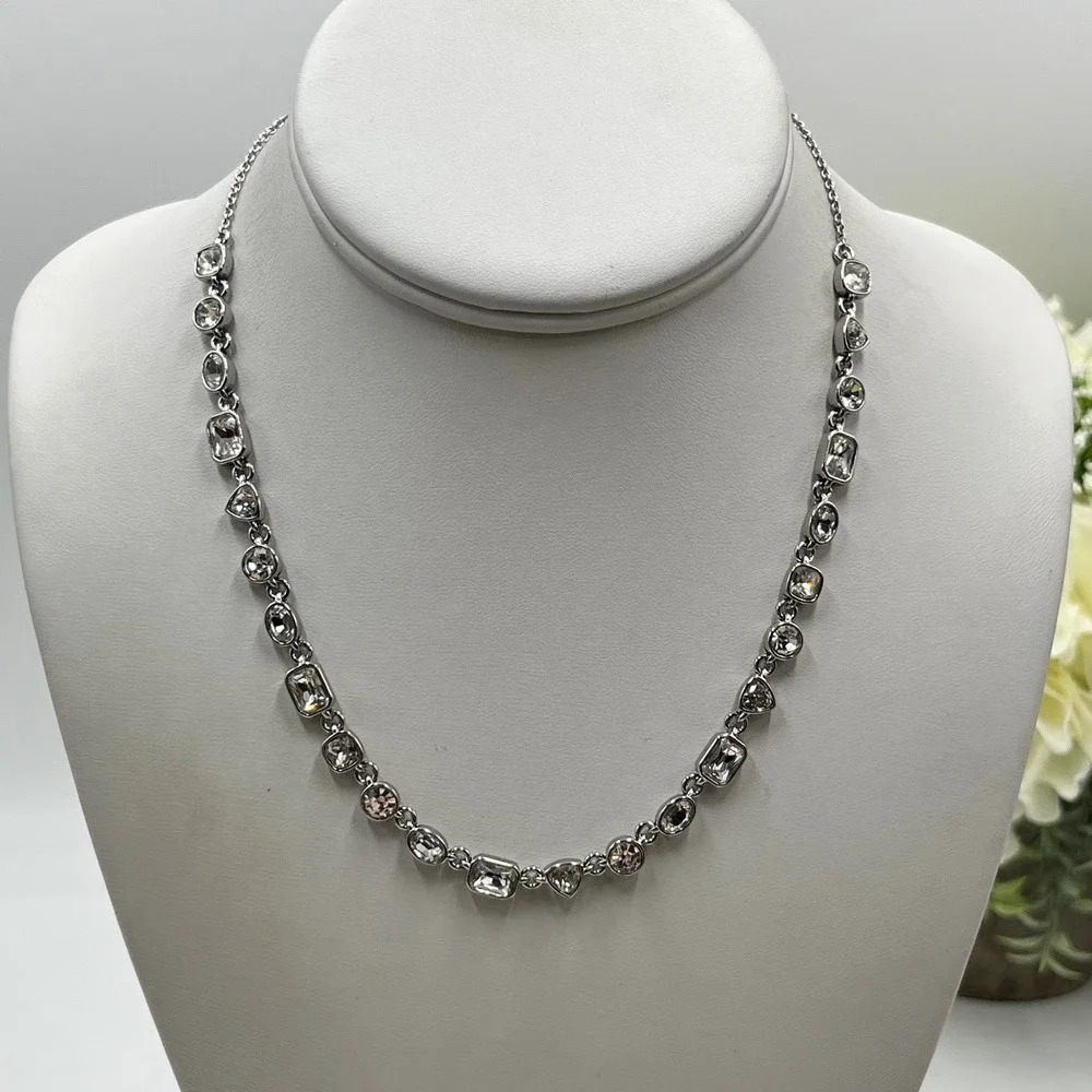J. Crew Crystal Station Bezel Set‎ Oval round Pear Cut Multi-shape Necklace New